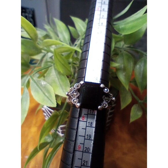 VTG Black Onyx Art Deco Ring Sterling Stamped 925 Size 7 - Picture 1 of 6